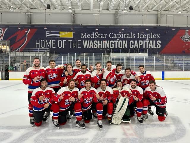 Brendan Boyle celebrating a men's league championship